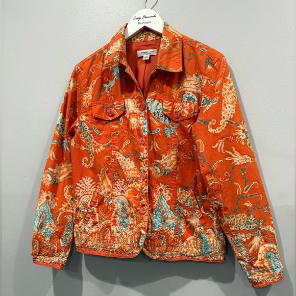 Coldwater Creek Orange Paisley Print Button Jacket
Women's Size M - Picture 2 of 9